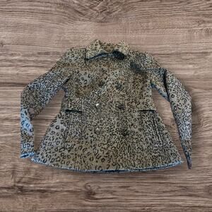 Moda Intl Women’s Gray Black Wool Blend Animal Print Peacoat Size 6